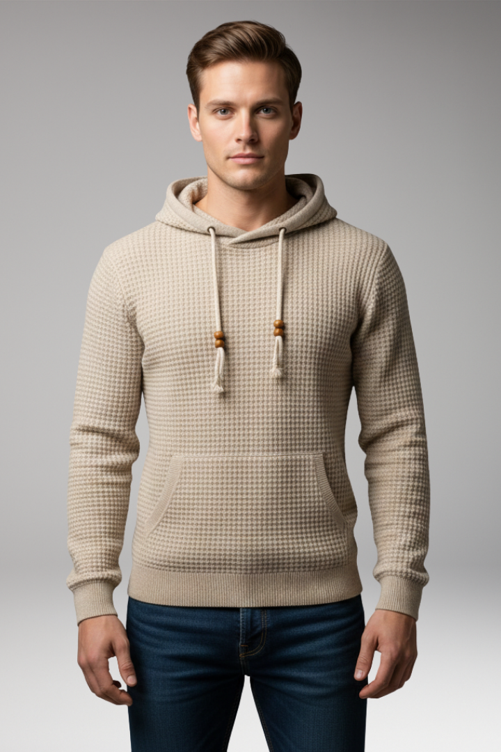 Men's Hoodie with Hooded Neckline and Long Sleeves