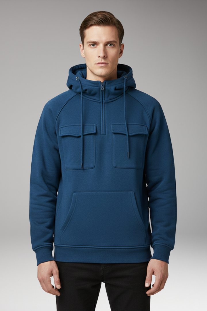Men's Hoodie with Long Sleeves and Multiple Pockets