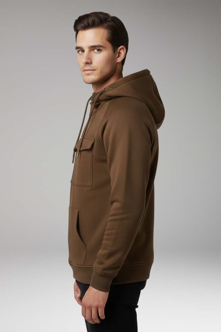 Men's Hoodie with Long Sleeves and Multiple Pockets