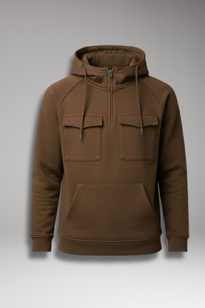 Men's Hoodie with Long Sleeves and Multiple Pockets