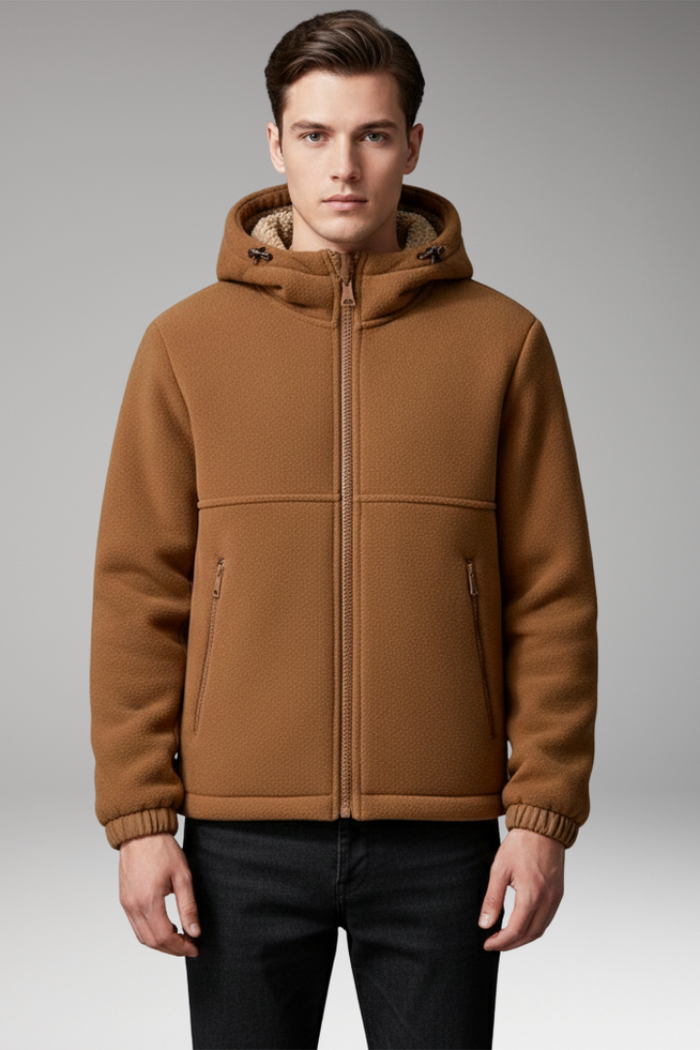 Men's Jacket with Hood and Zipper Pockets
