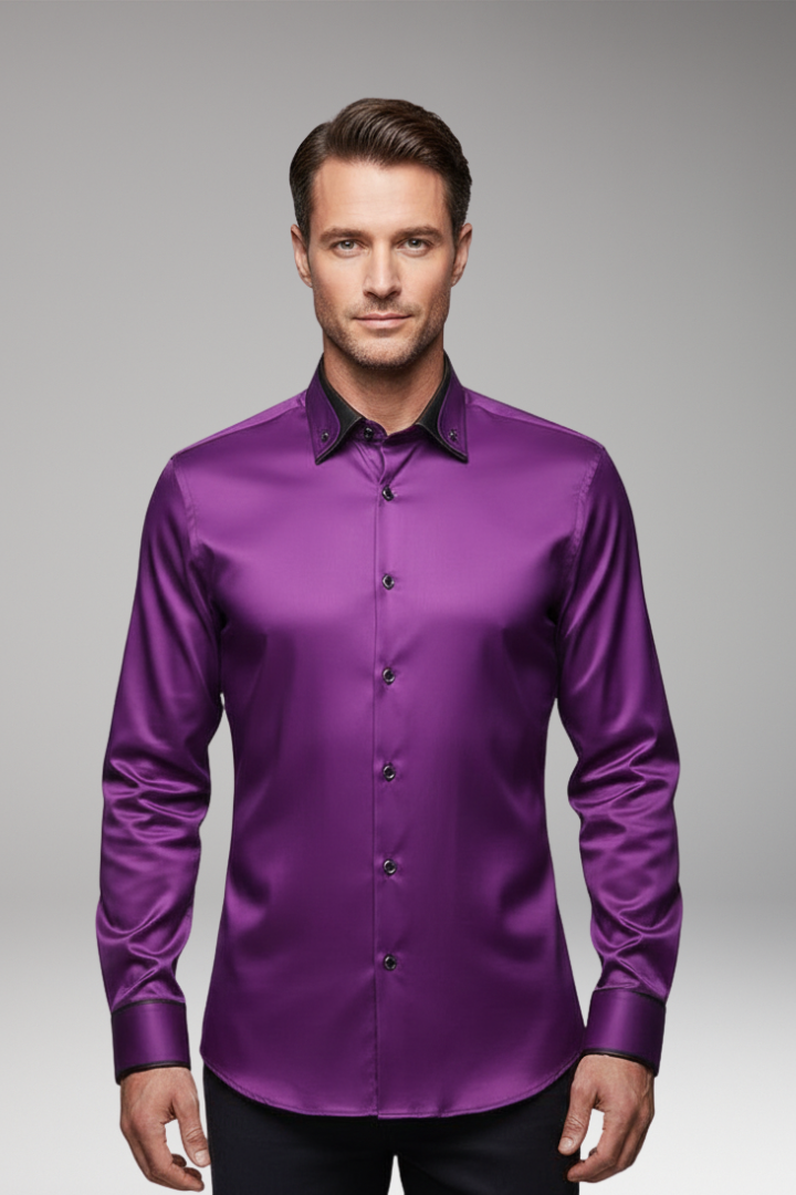 Men's Long-Sleeve Shirt with Collar and Buttons