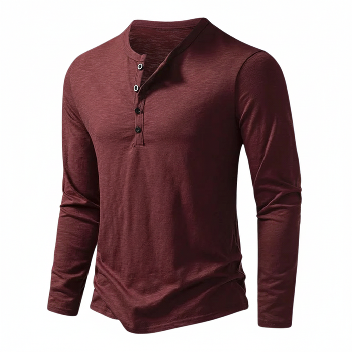 Men's Henley Long Sleeve Shirt Button Placket Casual