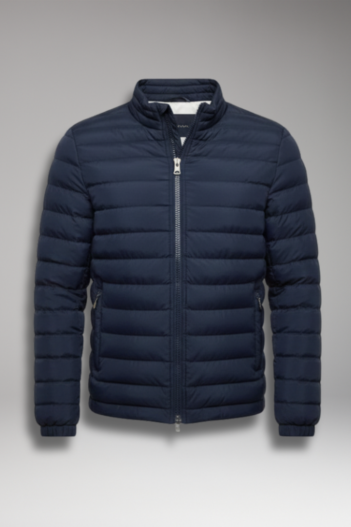 Men's Padded Jacket with Stand Collar and Long Sleeves