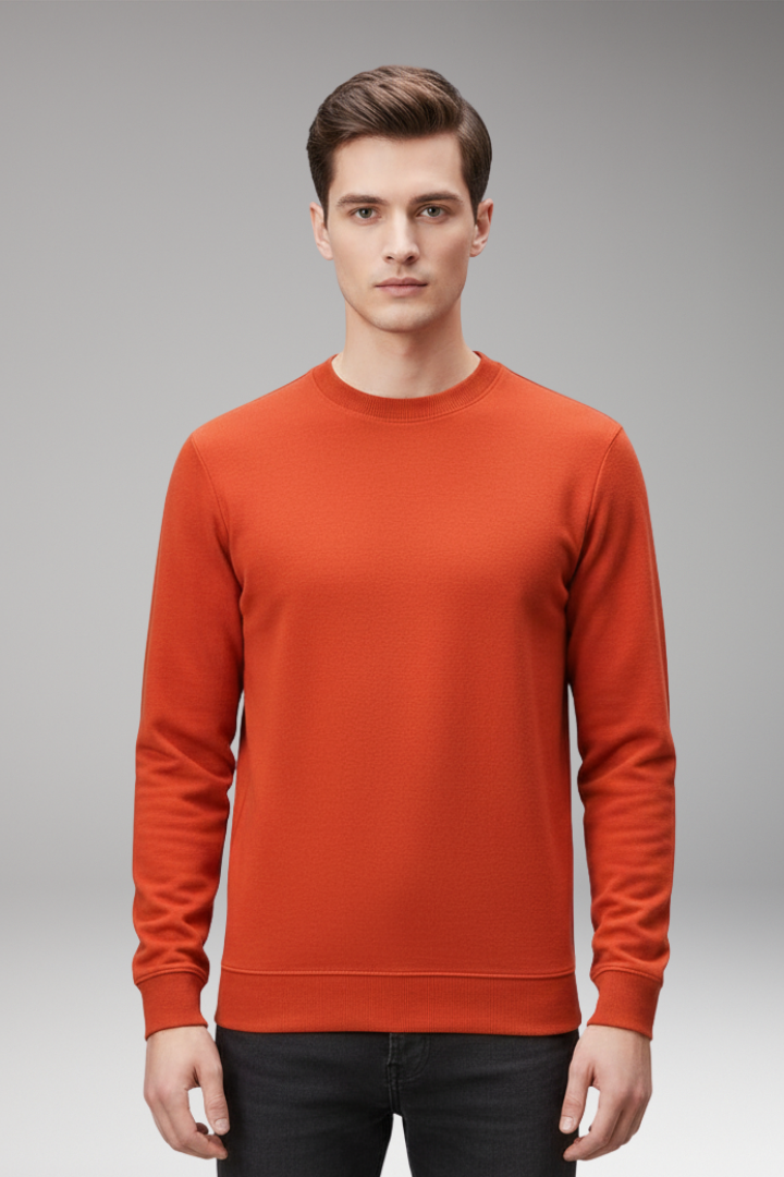 Men's Pullover Shirt with Crew Neck and Straight Hem