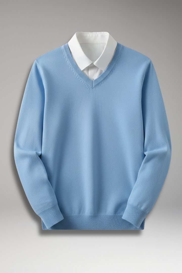 Men's Sweater with Crew Neck and Ribbed Hem