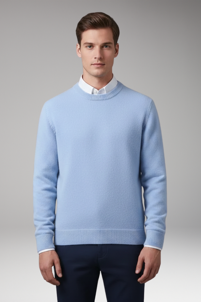 Men's Sweater with Round Neck and Long Sleeves