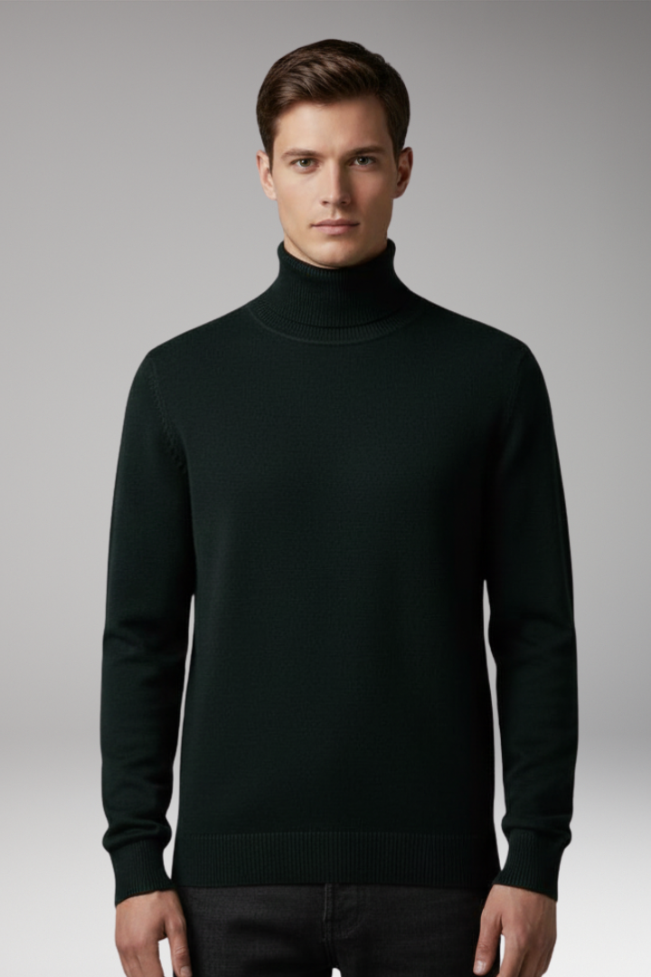 Men's Turtleneck Top with Ribbed Knit and Narrow Cut
