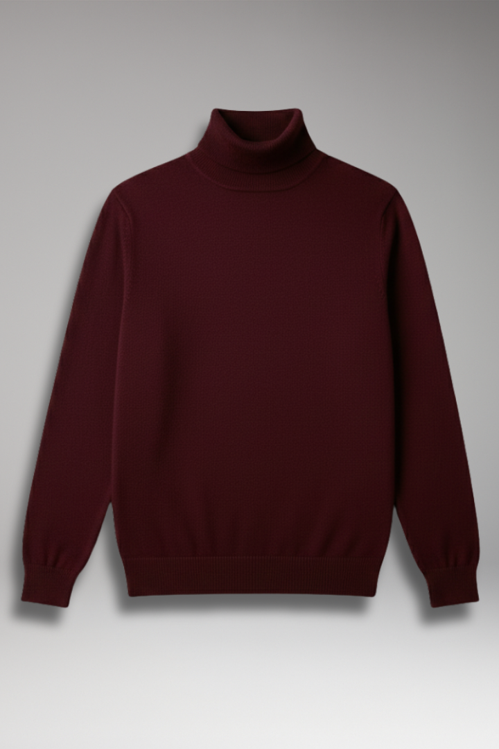 Men's Turtleneck Top with Ribbed Knit and Narrow Cut