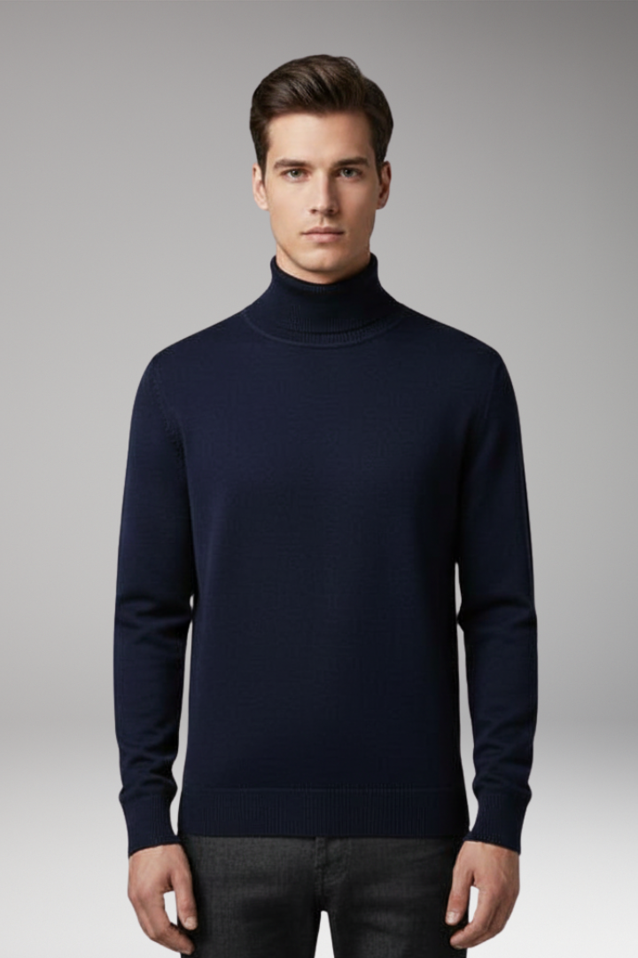 Men's Turtleneck Top with Ribbed Knit and Narrow Cut
