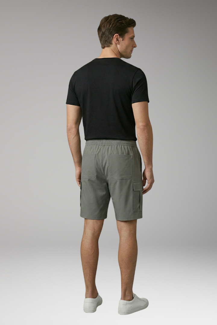Men's Cargo Shorts with Drawstring Waistband and Knee-Length Cut