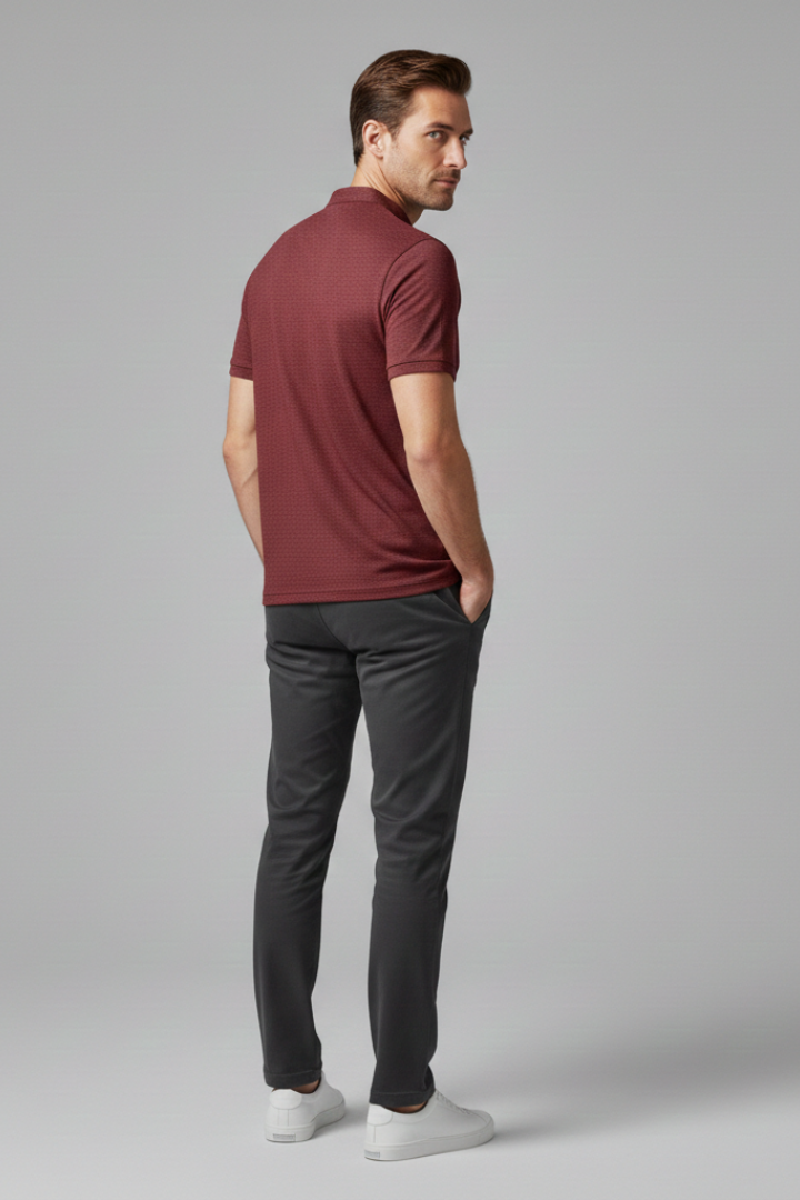 Men's Polo Shirt with Collared Neck and Button Placket