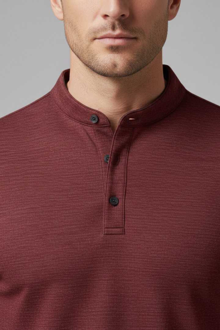 Men's Polo Shirt with Collared Neck and Button Placket