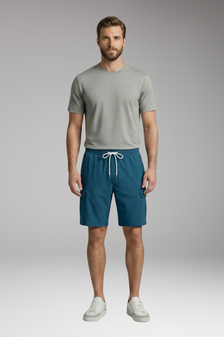 Men's Shorts with Drawstring Waistband and Side Pockets