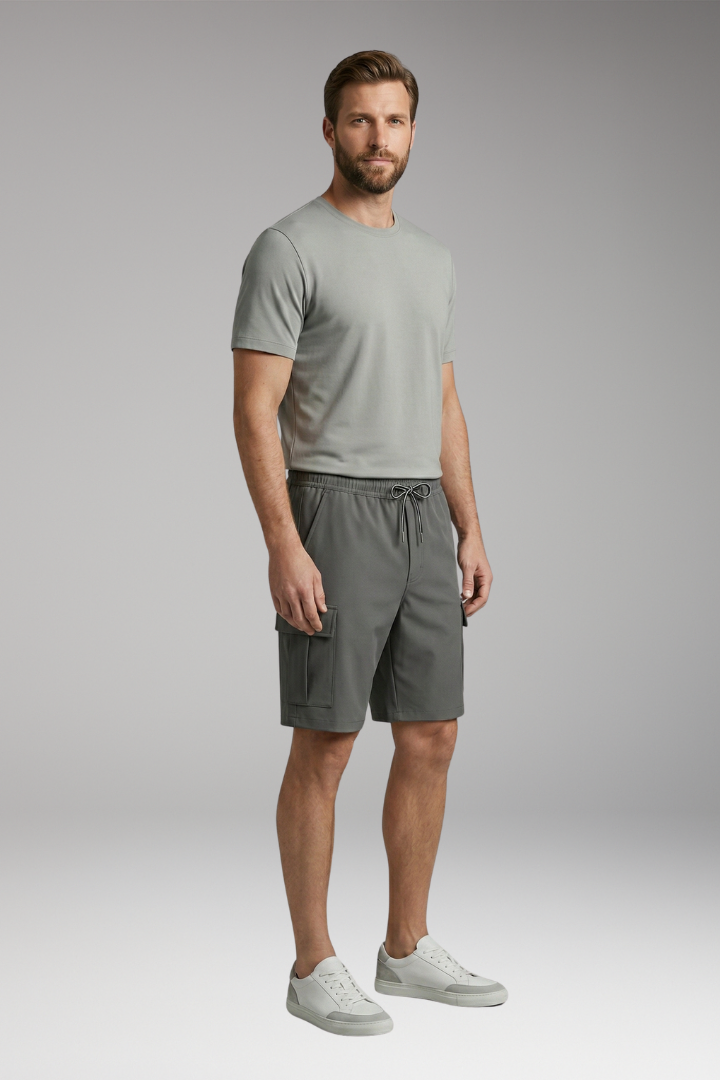 Men's Shorts with Drawstring Waistband and Side Pockets