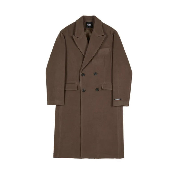 Men's Double-Breasted Overcoat Mid-Length Notch Lapel