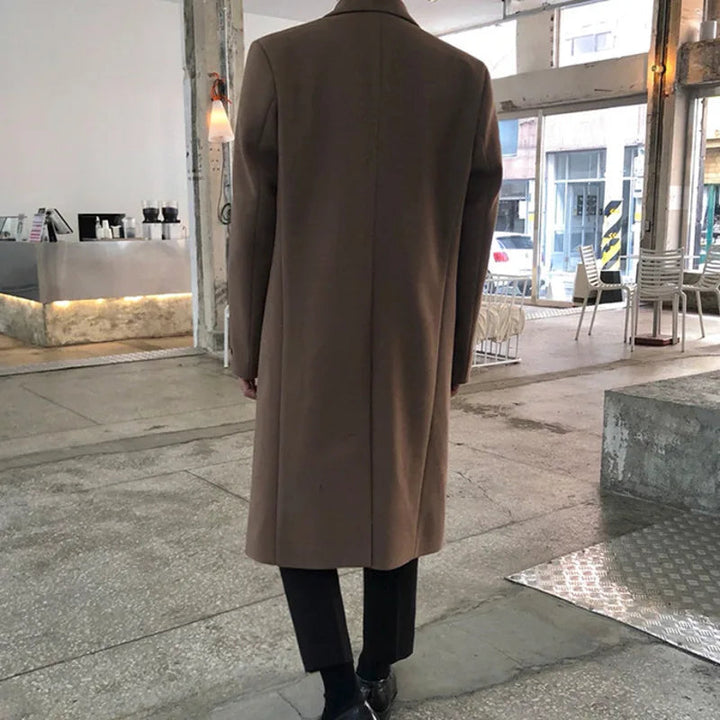 Men's Double-Breasted Overcoat Mid-Length Notch Lapel