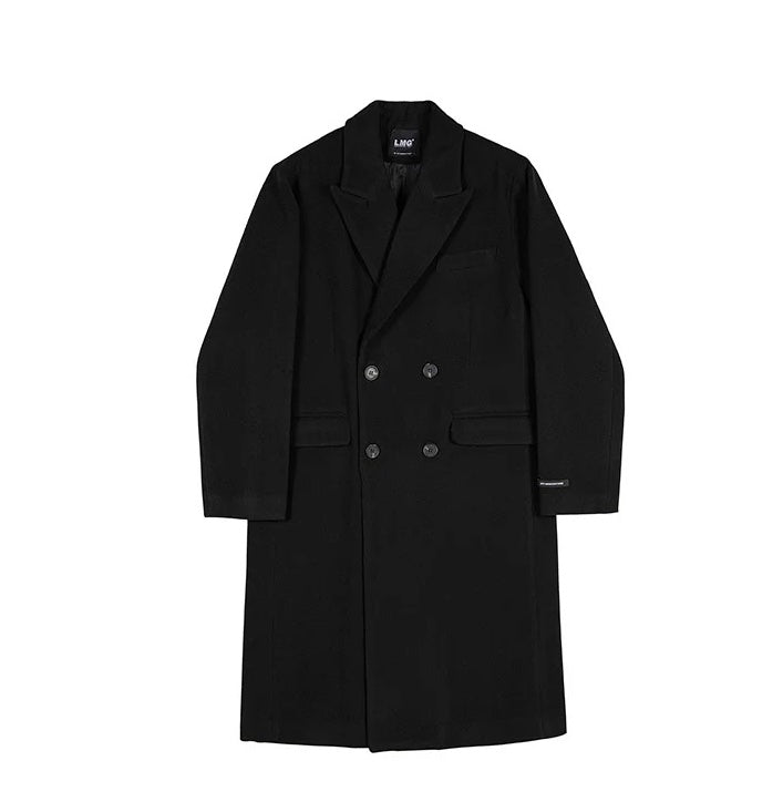 Men's Double-Breasted Overcoat Mid-Length Notch Lapel