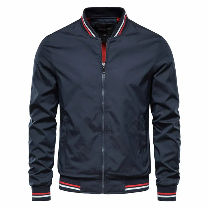 Men's Bomber Jacket Ribbed Collar with Zip Front