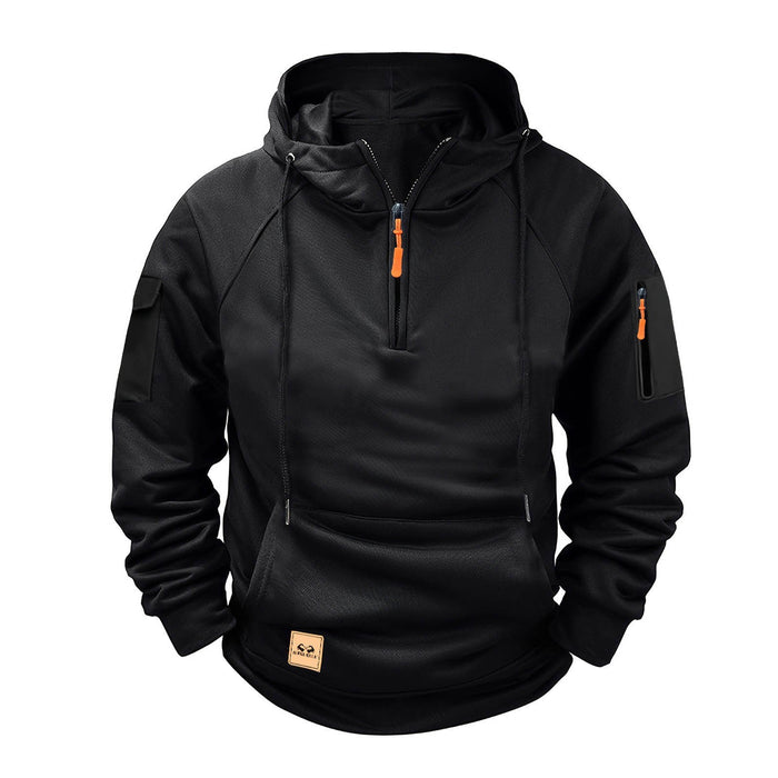 Men's Tactical Pullover Hoodie with Half-Zip Front