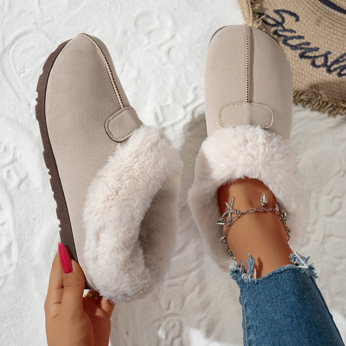 Women's Faux Fur Lined Slip-On House Slippers Clog Style
