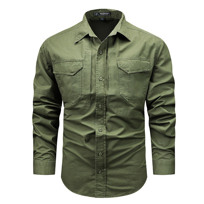 Men's Long-Sleeve Field Shirt Button-Front Chest Pockets