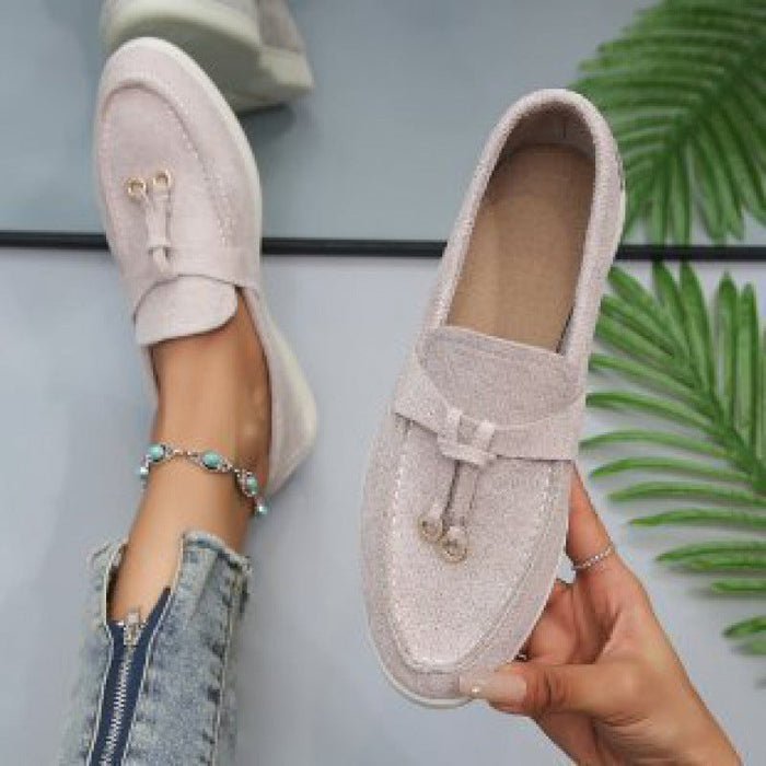 Women's Loafers with Decorative Tassel and Slip-On Fit
