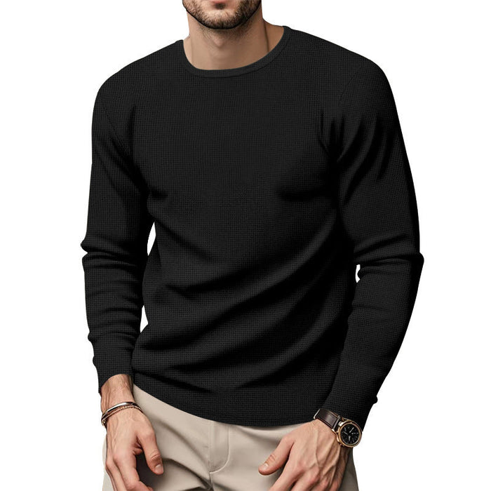 Men's Textured Long Sleeve Shirt Crew Neck Casual