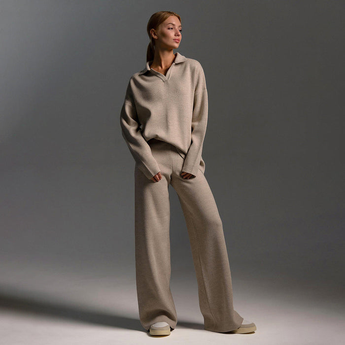Women's Turtleneck Lounge Set with Wide-Leg Pants