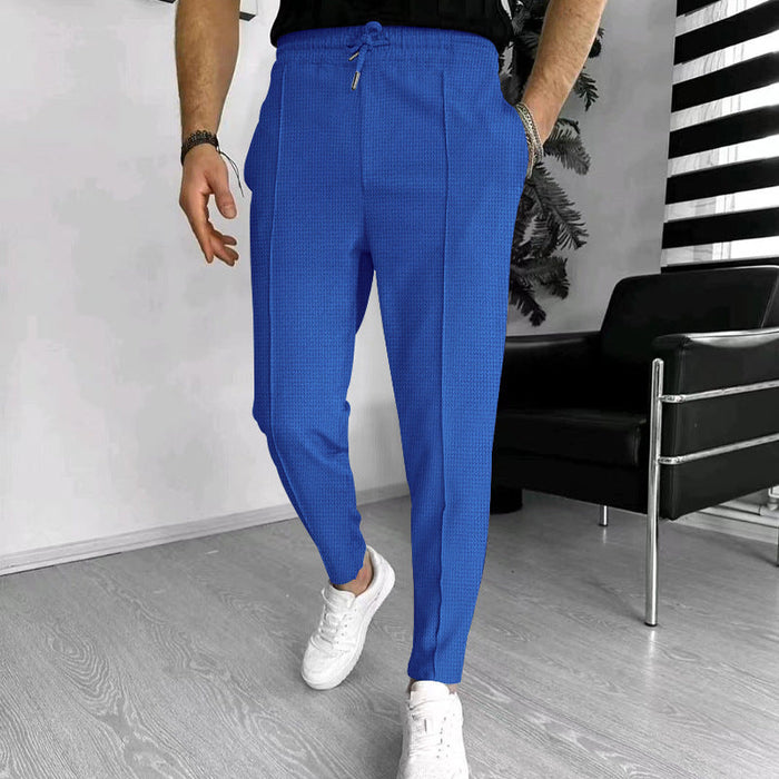 Men's Drawstring Joggers with Textured Waffle Knit
