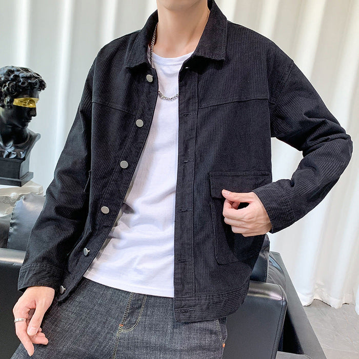 Men's Corduroy Overshirt Jacket with Flap Pockets
