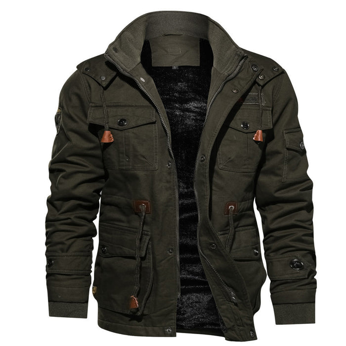 Men's Hooded Field Jacket Multi-Pocket Utility Style