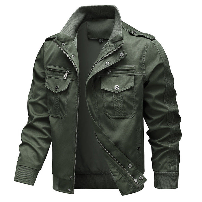 Men's Military Field Bomber Jacket with Epaulets