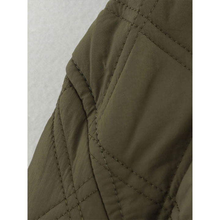 Women's Quilted Jacket with Detachable Hood and Snap Front