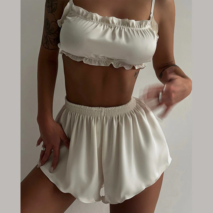 Women's Two Piece Set with Ruffle Top and Shorts