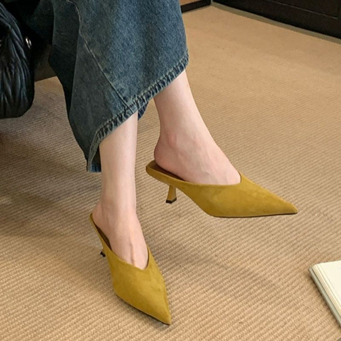 Women's Pointed-Toe Kitten Heel Mules Slip-On