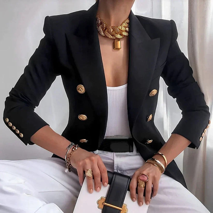 Women's Double-Breasted Blazer with Peak Lapels