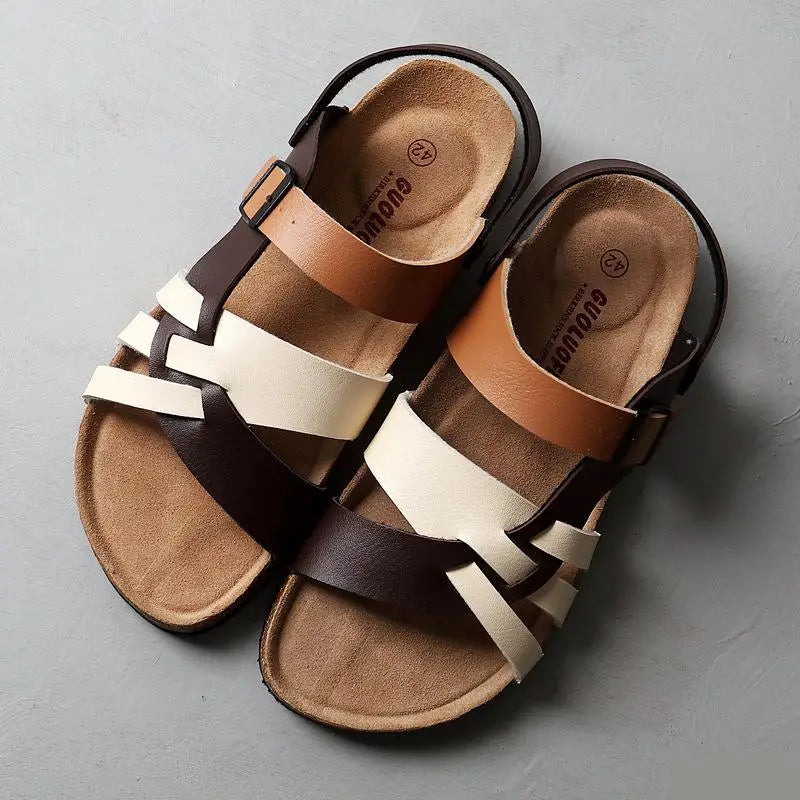 Men's Orthopedic Sandals with Adjustable Straps and Textured Sole