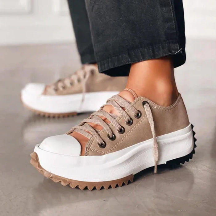 Women's Platform Sneakers Lace-Up with Traction Outsole