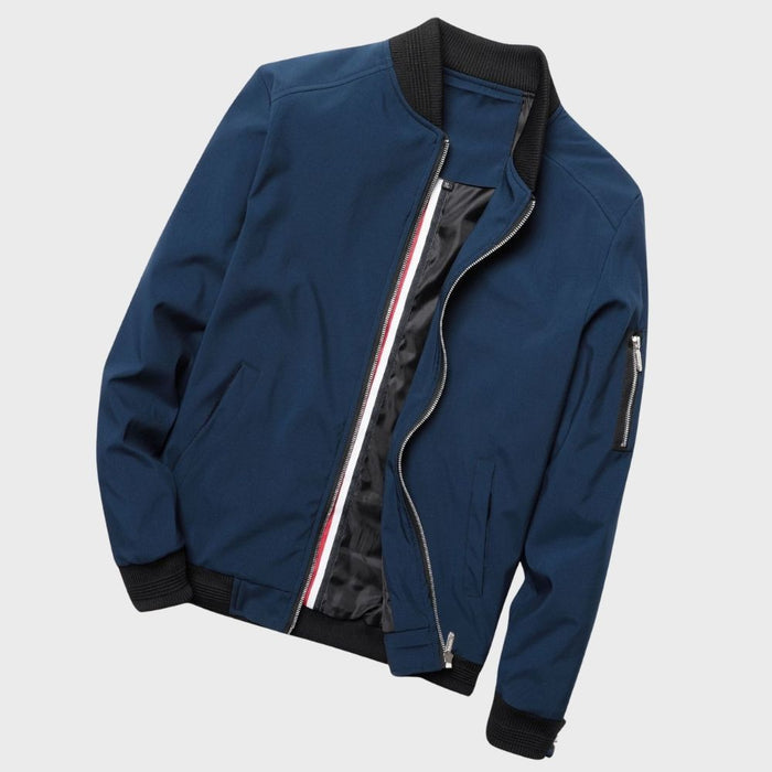 Men's Bomber Jacket Ribbed Cuffs Zip Front Casual