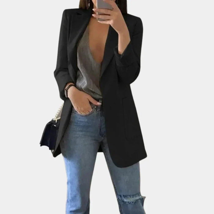 Women's Long Slim Fit Blazer with Notch Lapel