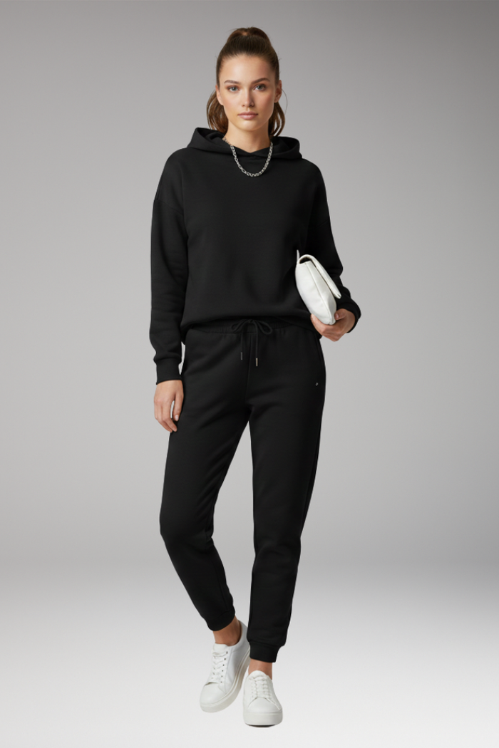 Women's Jogging Pants with Adjustable Waist and Ribbed Cuffs