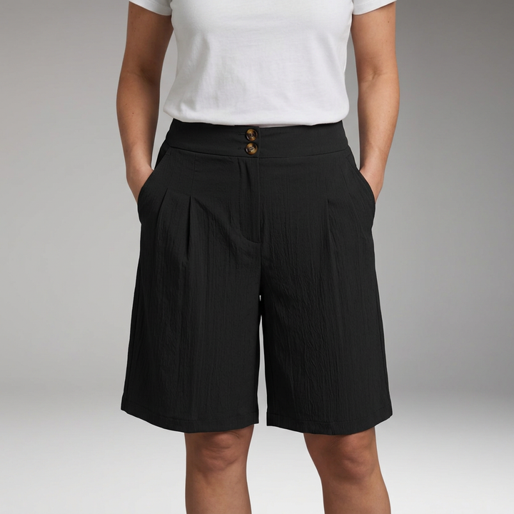 Women's Shorts with Elastic Waist and Side Pockets