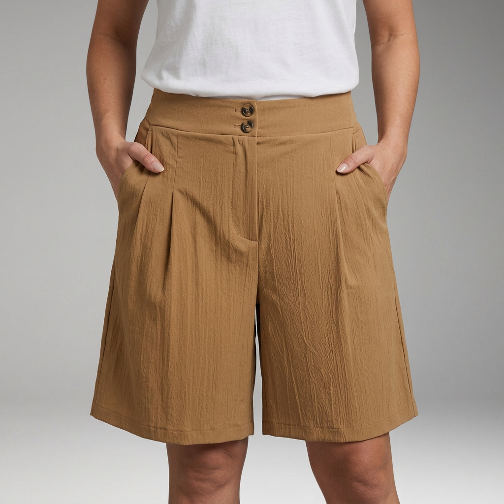 Women's Shorts with Elastic Waist and Side Pockets