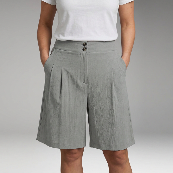 Women's Shorts with Elastic Waist and Side Pockets