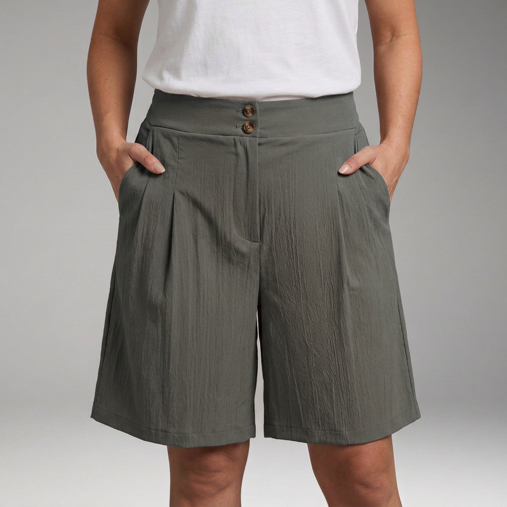 Women's Shorts with Elastic Waist and Side Pockets