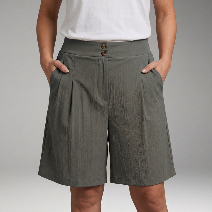 Women's Shorts with Elastic Waist and Side Pockets