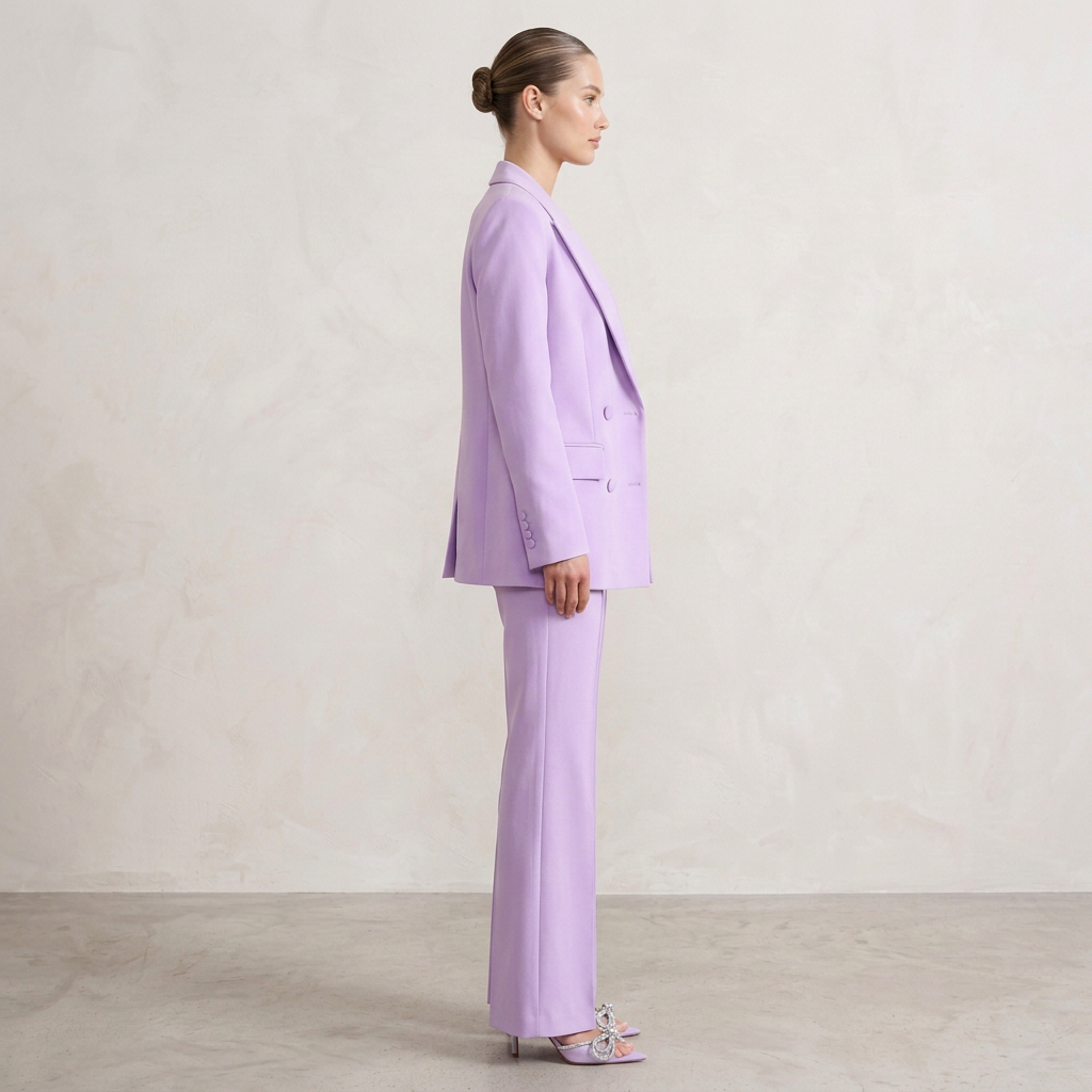 Women's Three-Piece Suit Set with Blazer Corset Top and Flared Trousers