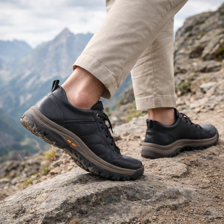 Men's Orthopedic Shoes with Leather Upper and Rubber Sole