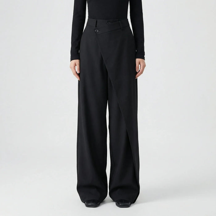 Women's Wide-Leg Pants with Asymmetrical Waist Detail